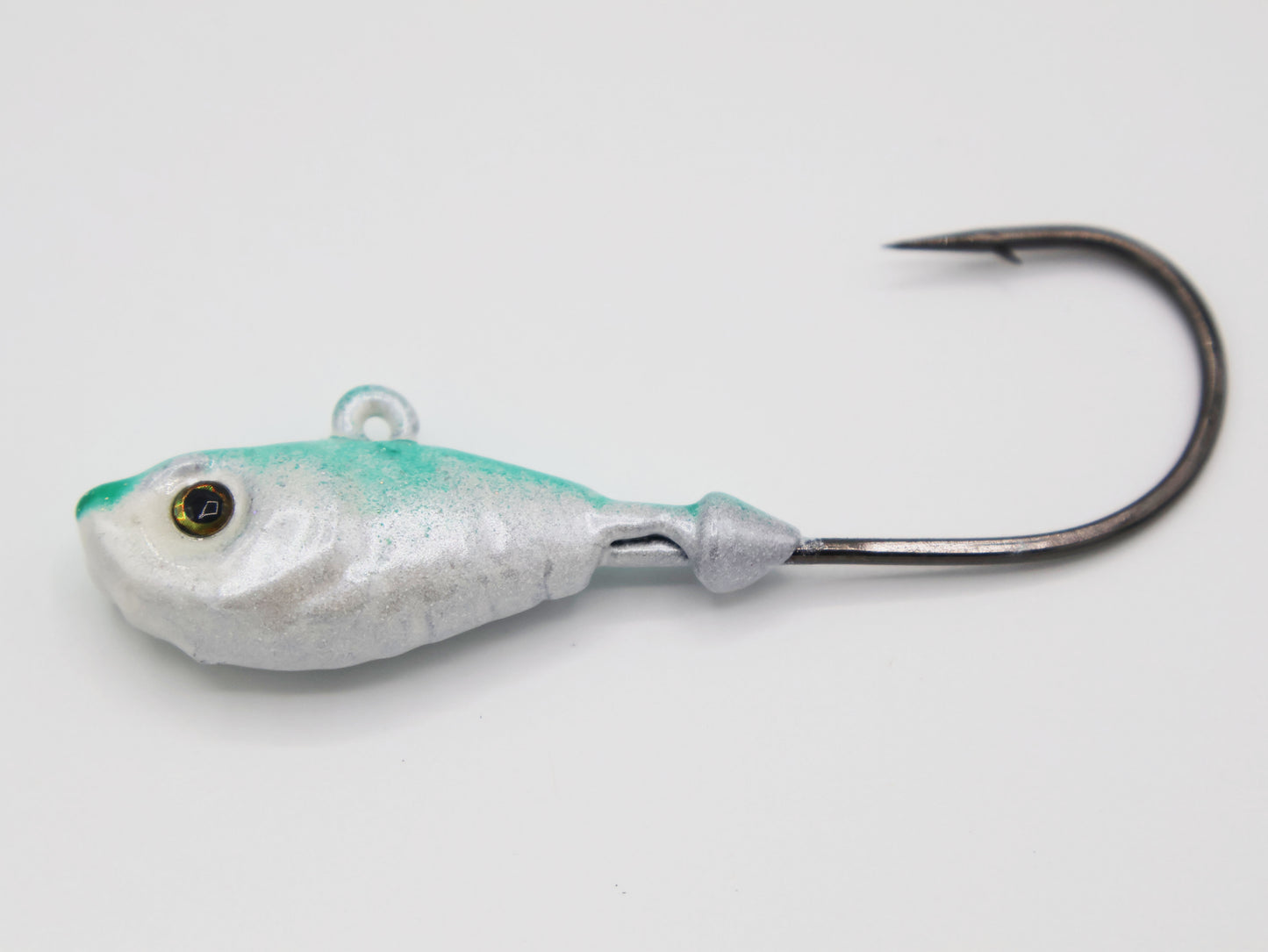 X-Out Jig Head 1oz Pearl with Teal Top