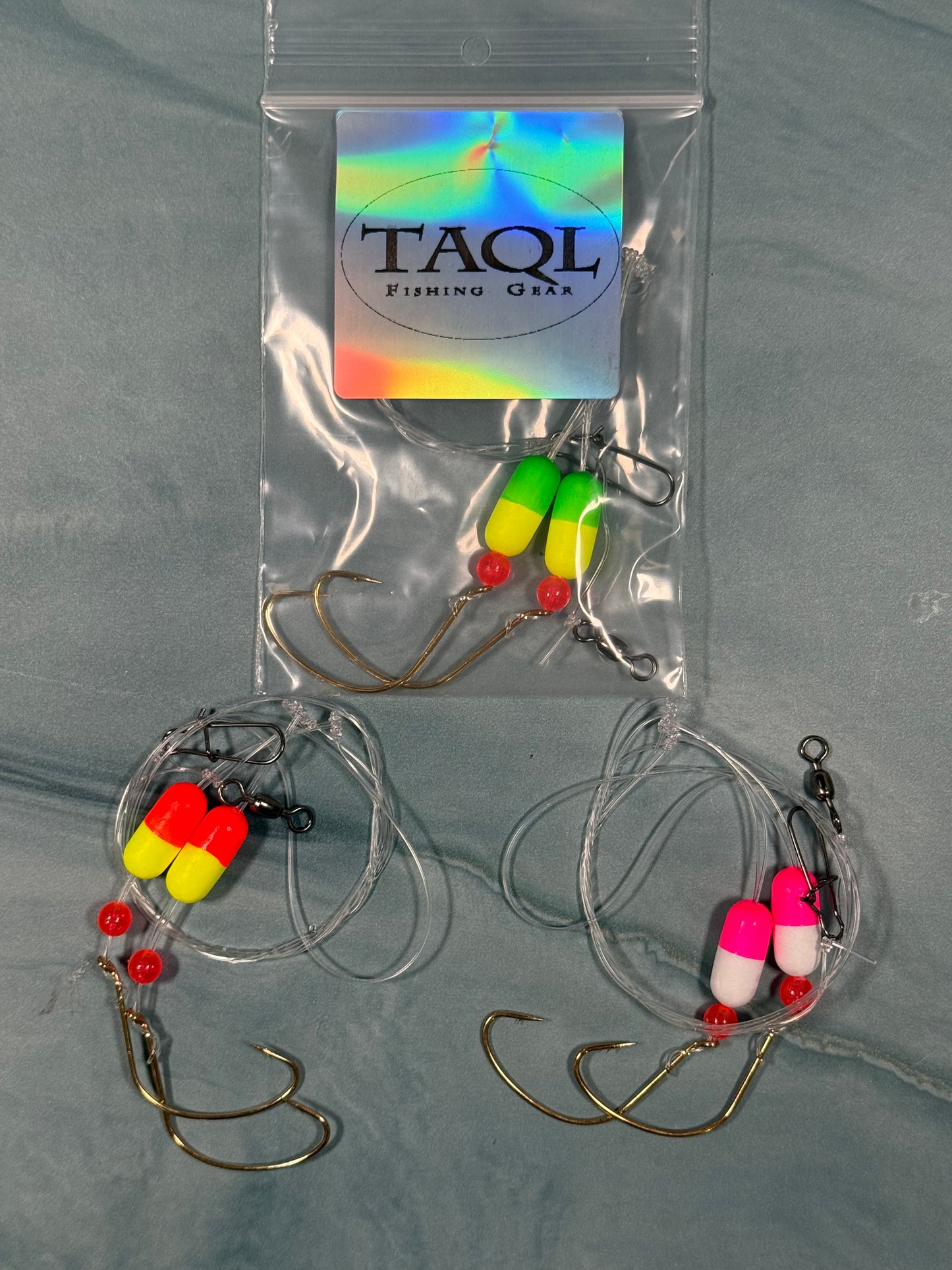 Pompano Rigs Double 2/0 Wide Gap Hooks with Floats