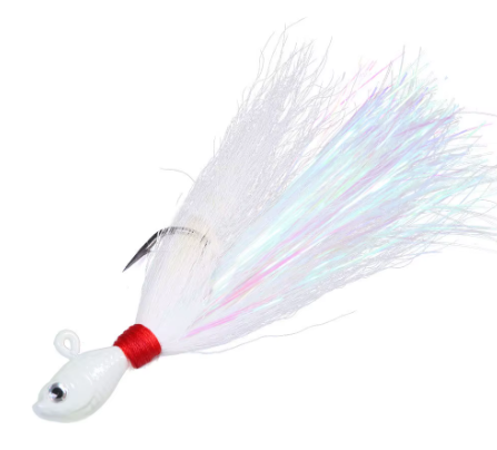 TAQL Red and White Bucktail Jig included in the Summer Time Grand Slam Bundle.